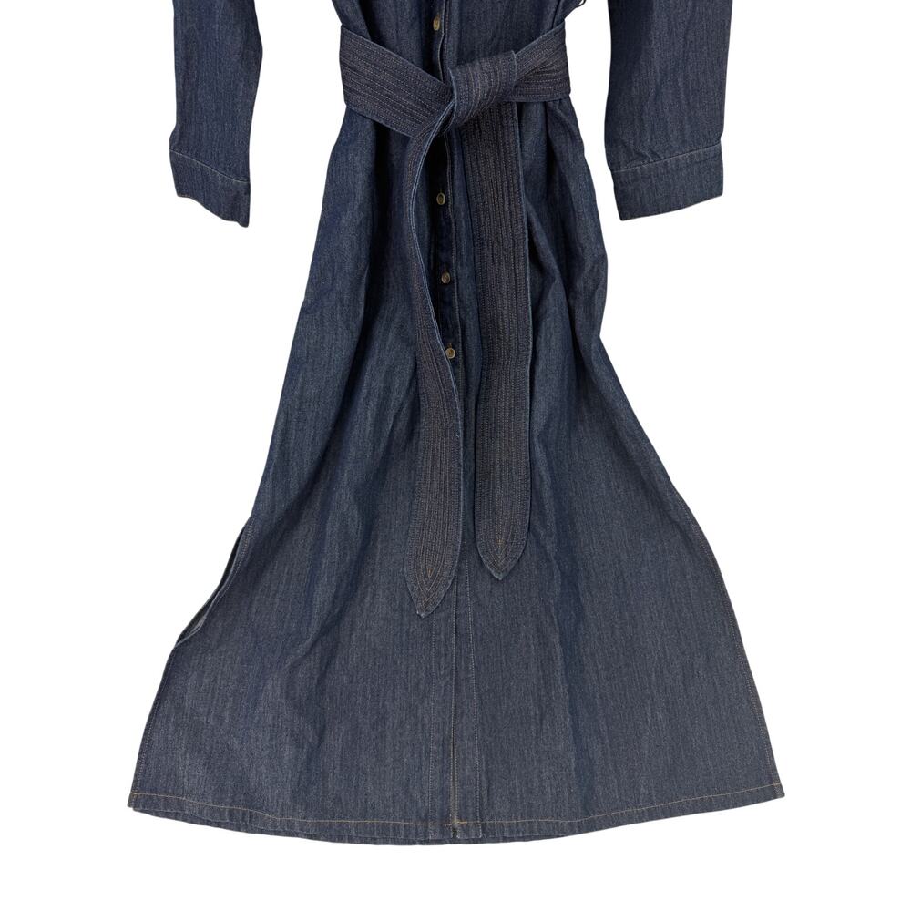 Tuckernuck Denim Chessie Midi Shirt Dress Belted Long Sleeve Dark Wash Size S - Picture 4 of 15